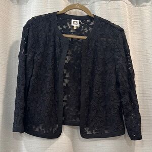 Anne Klein Floral Lace Cropped Cardigan Size 12